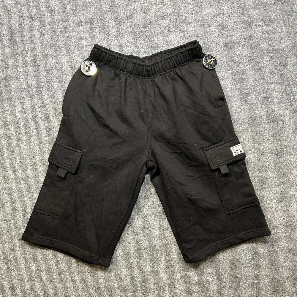 Pro Club Cargo Sweat Shorts Mens M Black NEW Cargo Pockets Elastic Waist Y2K